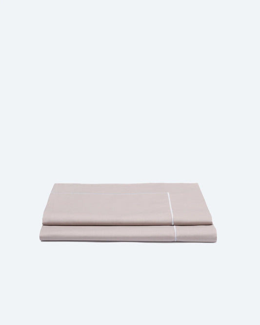 Pillow Case Duo Neutral Taupe Cotton Percale