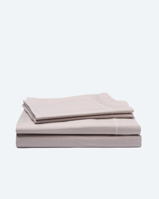 Bedding Set with Sheet Neutral Taupe Cotton Percale