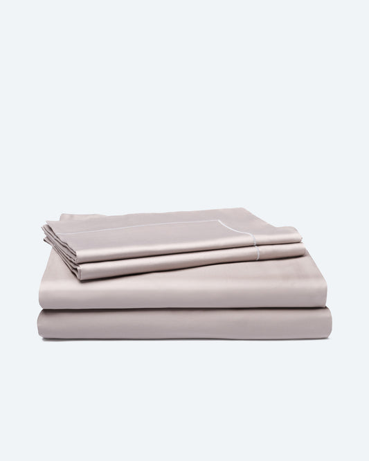 Bedding Set with Duvet Cover Neutral Taupe Cotton Sateen
