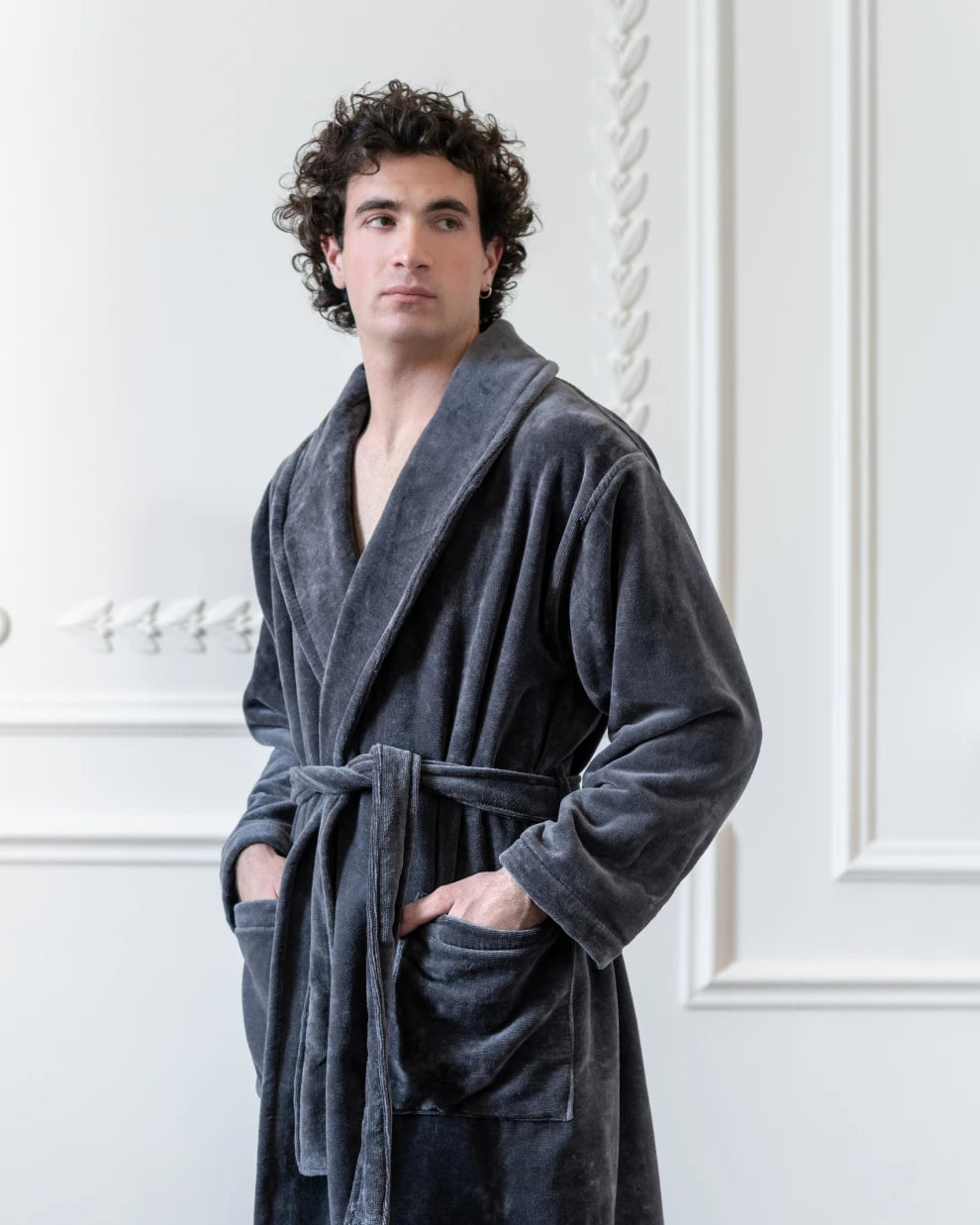 Shawl Collar Bathrobe Calm Grey Unisex