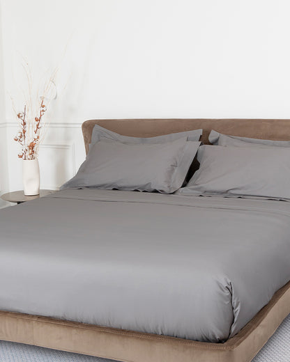 Bedding Set with Duvet Cover Calm Grey Cotton Percale