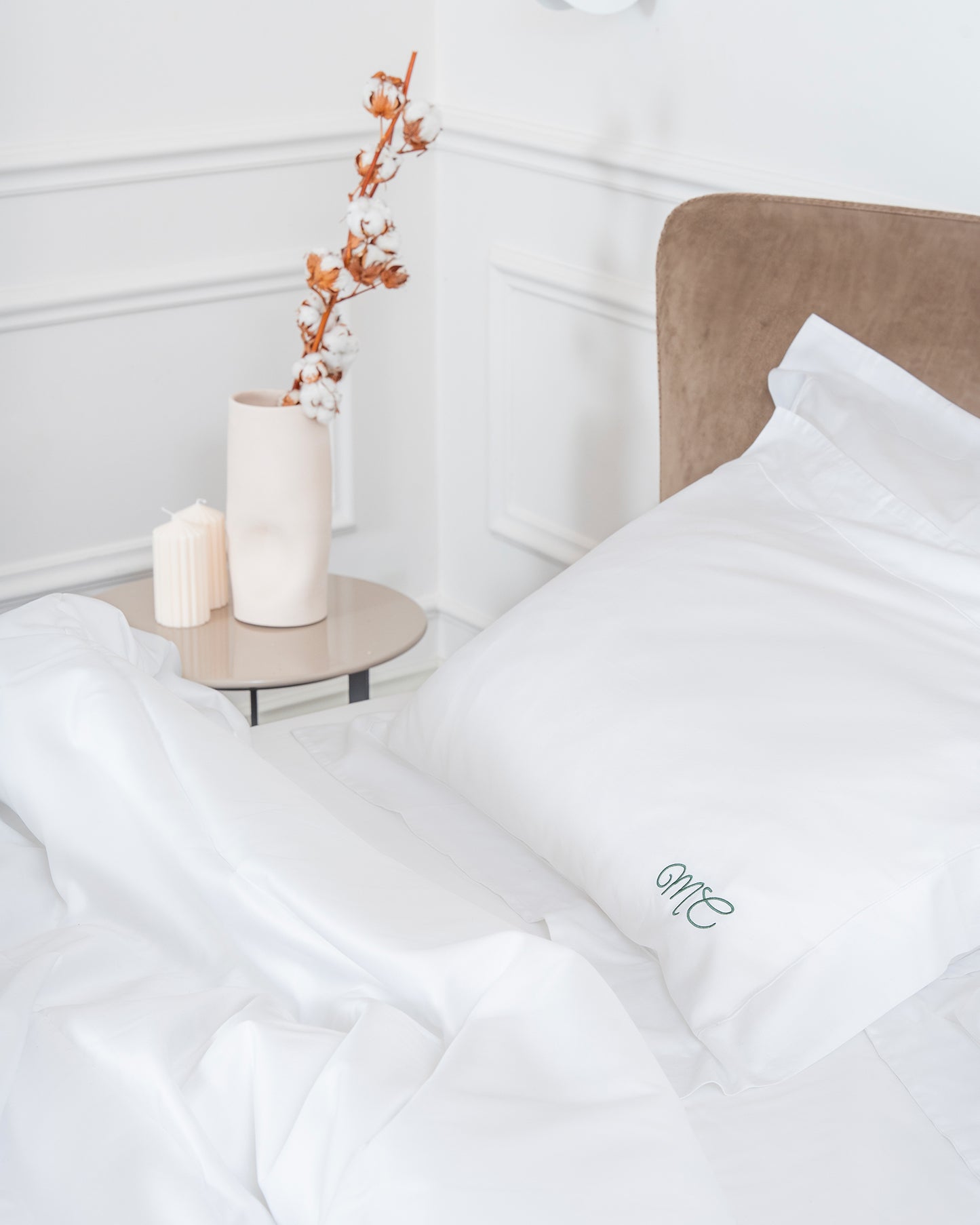 Bedding Set with Duvet Cover and Sheet Crisp White Cotton Sateen