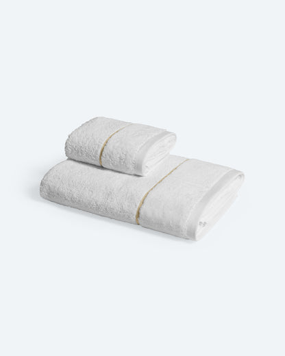 Velour Edge 2-Piece Towel Set Champagne hem