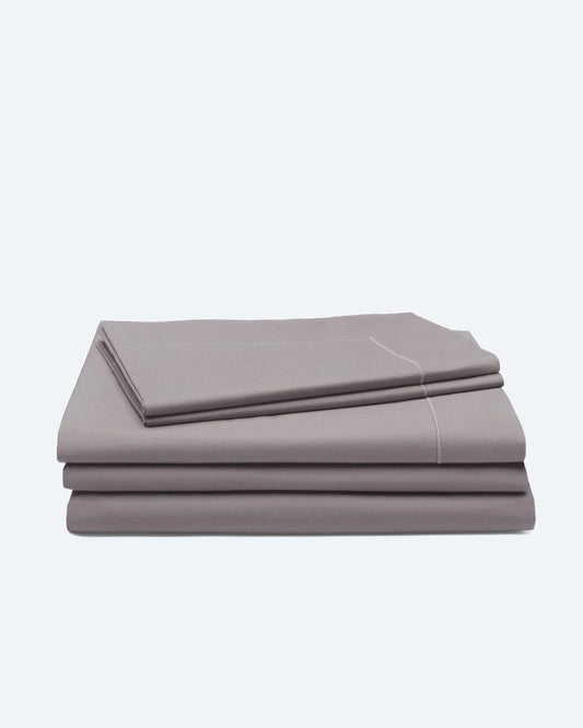 Bedding Set with Duvet Cover and Sheet Calm Grey Cotton Percale