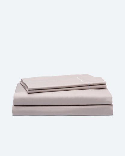 Bedding Set with Duvet Cover Neutral Taupe Cotton Percale