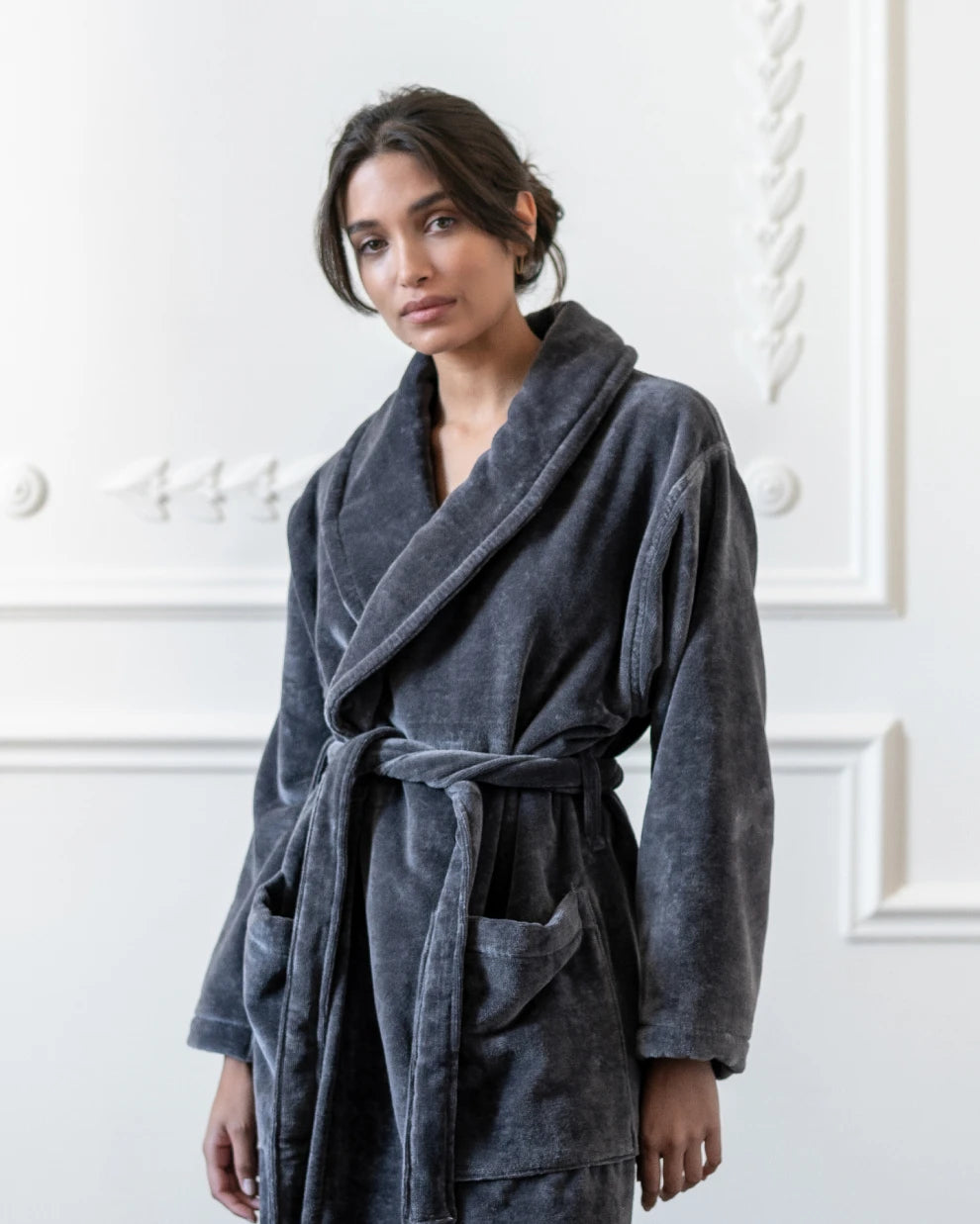 Shawl Collar Bathrobe Calm Grey Unisex